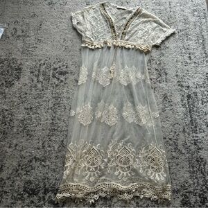 Jianshan Elegant Lace Sheer Boho  Dress.  Size Large